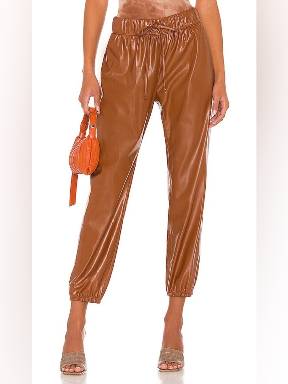 ENZA COSTA • Vegan Leather Jogger Pants in Cognac - 2 medium